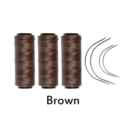 Premium Haar Weefgaren Set - Kies 3 of 5 Rollen met 4 C Gebogen Naalden voor Perfecte Perücke Maken!