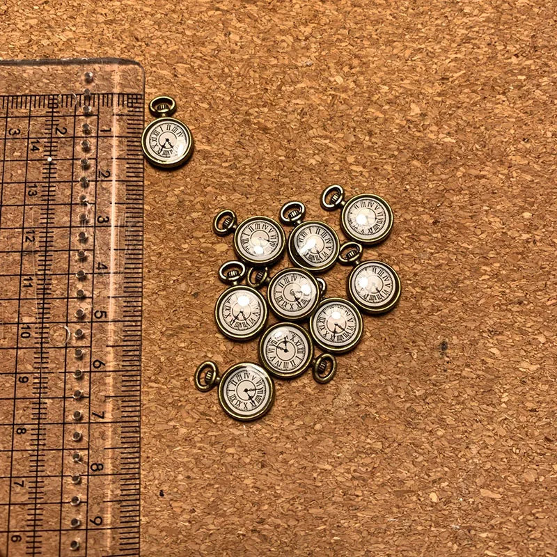 10pcs Antique Bronze Watch Clock Charms Vintage Time Pendants DIY Jewelry Making Supplies
