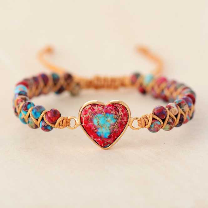 Majestic Imperial Jasper Heart Bracelet