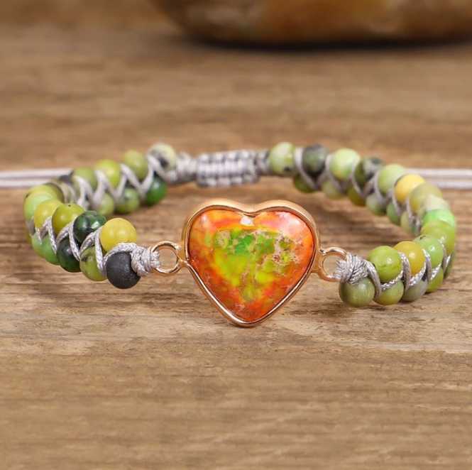 Majestic Imperial Jasper Heart Bracelet