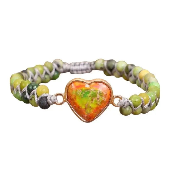 Majestic Imperial Jasper Heart Bracelet