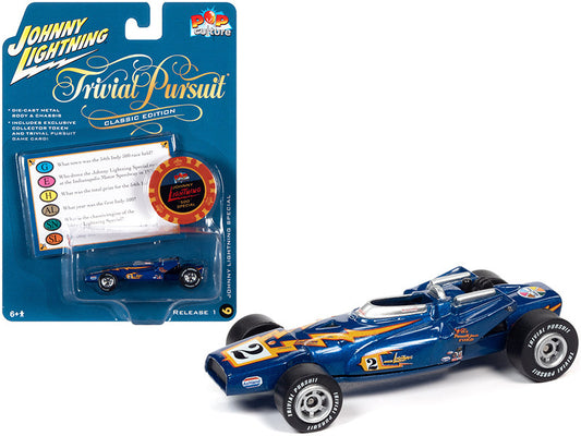 Johnny Lightning Special Blue Metallic with Poker Chip (Collector Token) and Game Card "Trivial Pursuit" "Pop Culture" Series 1/64 Diecast Model Car by Johnny Lightning-0