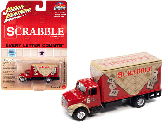 1999 International Cargo Truck Red with Graphics "Scrabble" "Pop Culture" 2022 Release 2 1/64 Diecast Model Car by Johnny Lightning-0