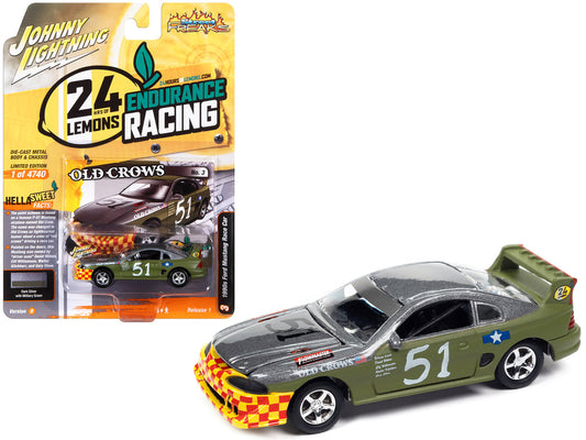 1990s Ford Mustang Race Car #51 Military Green and Dark Silver Metallic "Old Crows" "24 Hours of Lemons" Limited Edition to 4740 pieces Worldwide "Street Freaks" Series 1/64 Diecast Model Car by Johnny Lightning-0