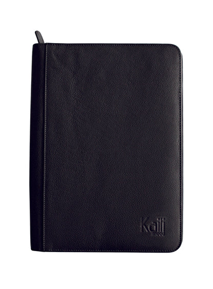 K0002AB | Clipboard in A4 format in genuine full grain leather, dollar grain - Black color - Dimensions: 24 x 32 x 2 cm - Packaging: TNT bag-1