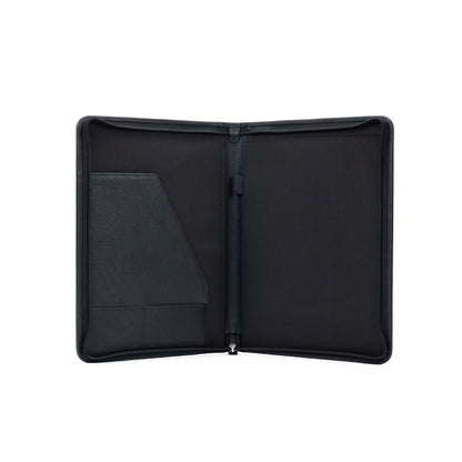 K0002AB | Clipboard in A4 format in genuine full grain leather, dollar grain - Black color - Dimensions: 24 x 32 x 2 cm - Packaging: TNT bag-2