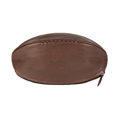 K0011BB | "Rugby Ball" Beauty Case in Genuine Leather - Colour: Dark Brown - Internal elastic to hold bottles - Zip closure - Dimensions: 35 x 14 x 14 cm - Packaging: TNT bag-2