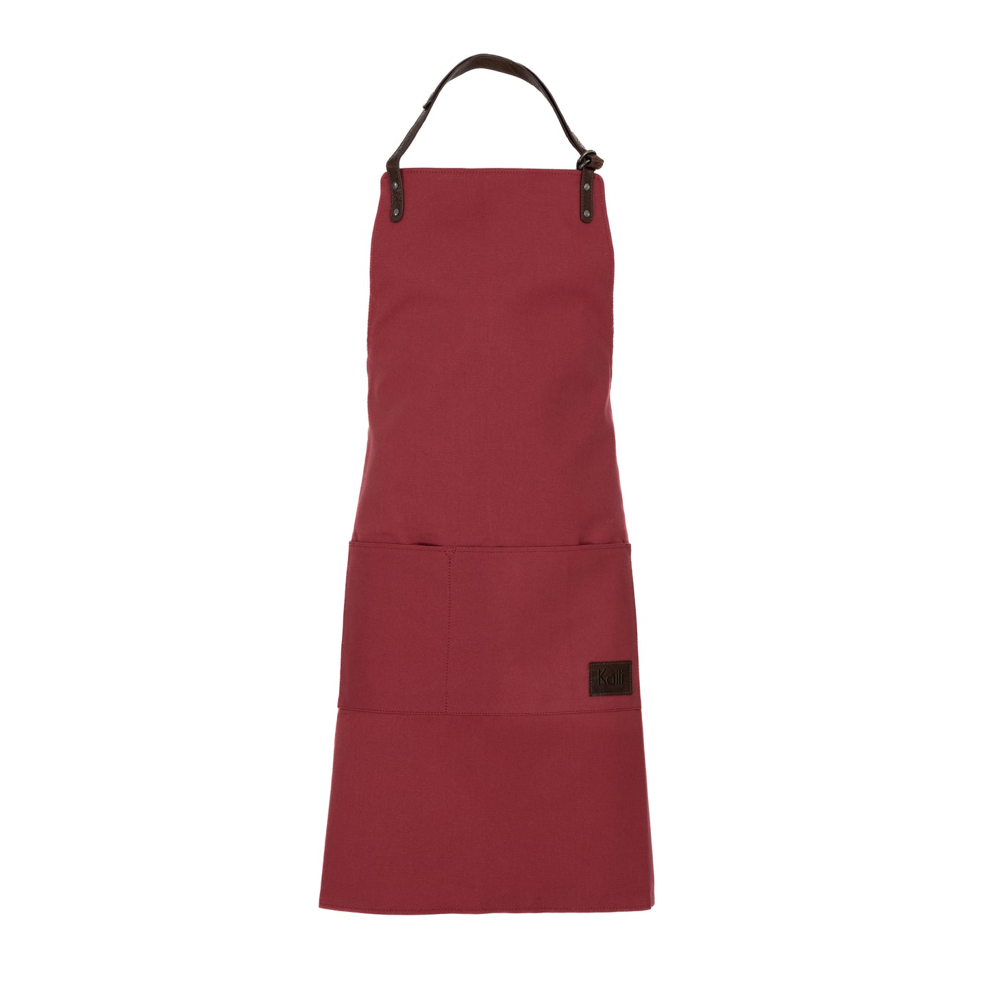 K0015XB | Work Apron in Canvas/Genuine Full Grain Leather, flywheel. Bordeaux/Dark Brown colour. Antique Nickel Accessories. Dimensions: 70 x 90 x 0.5 cm. Packaging: Polybag-0
