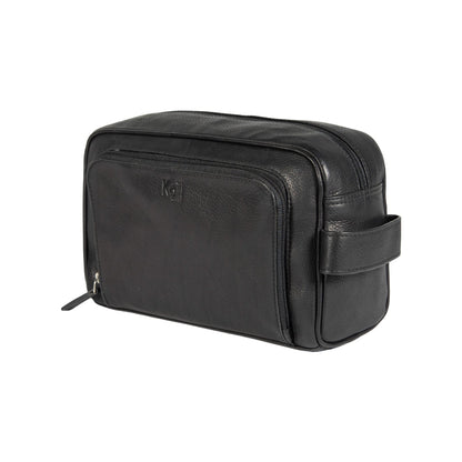 K0025AB | Beauty case with side handle in genuine full grain leather with light grain - Black colour. Zip closure, Dimensions: 25 x 16 x 12 cm. Packaging: TNT bag-0