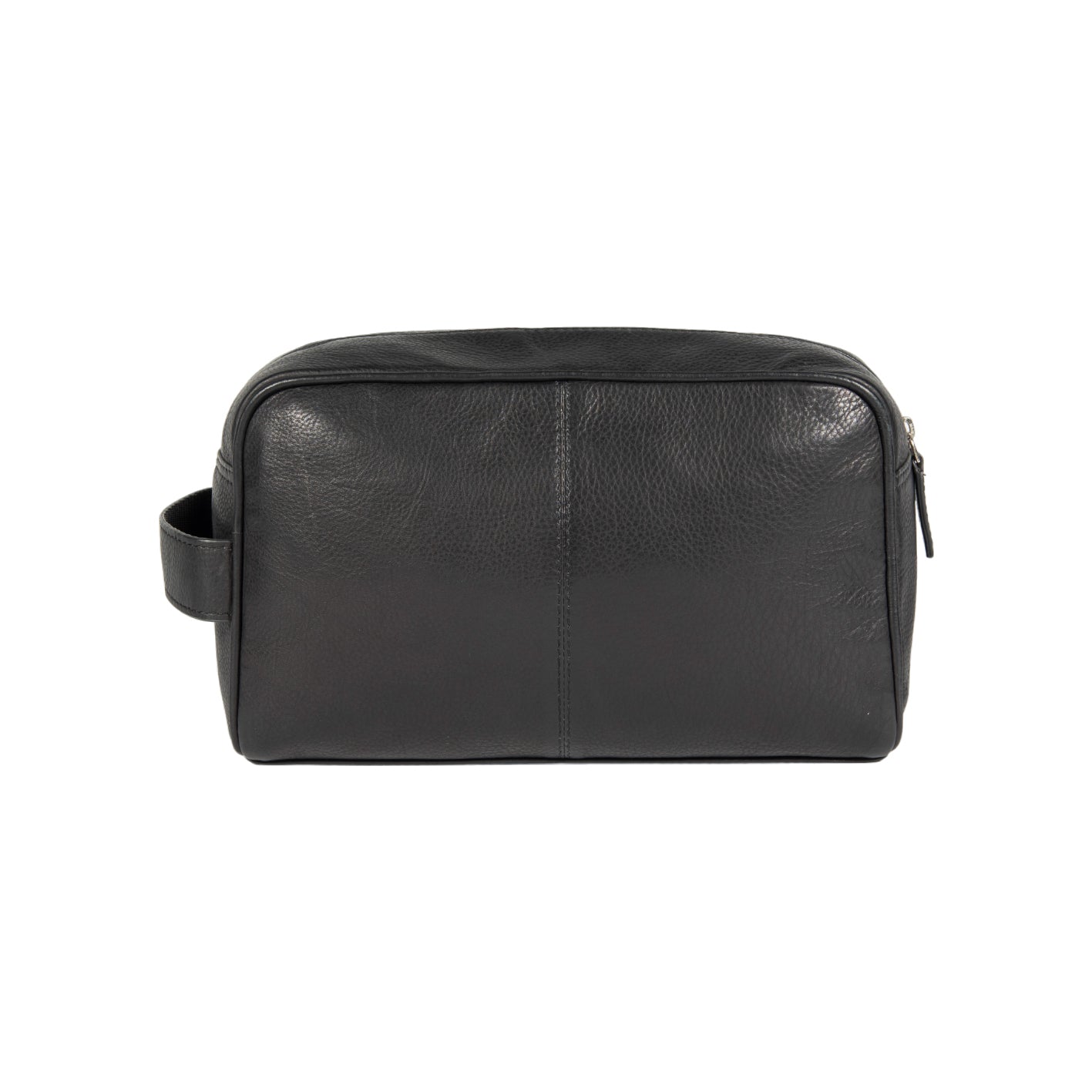 K0025AB | Beauty case with side handle in genuine full grain leather with light grain - Black colour. Zip closure, Dimensions: 25 x 16 x 12 cm. Packaging: TNT bag-2
