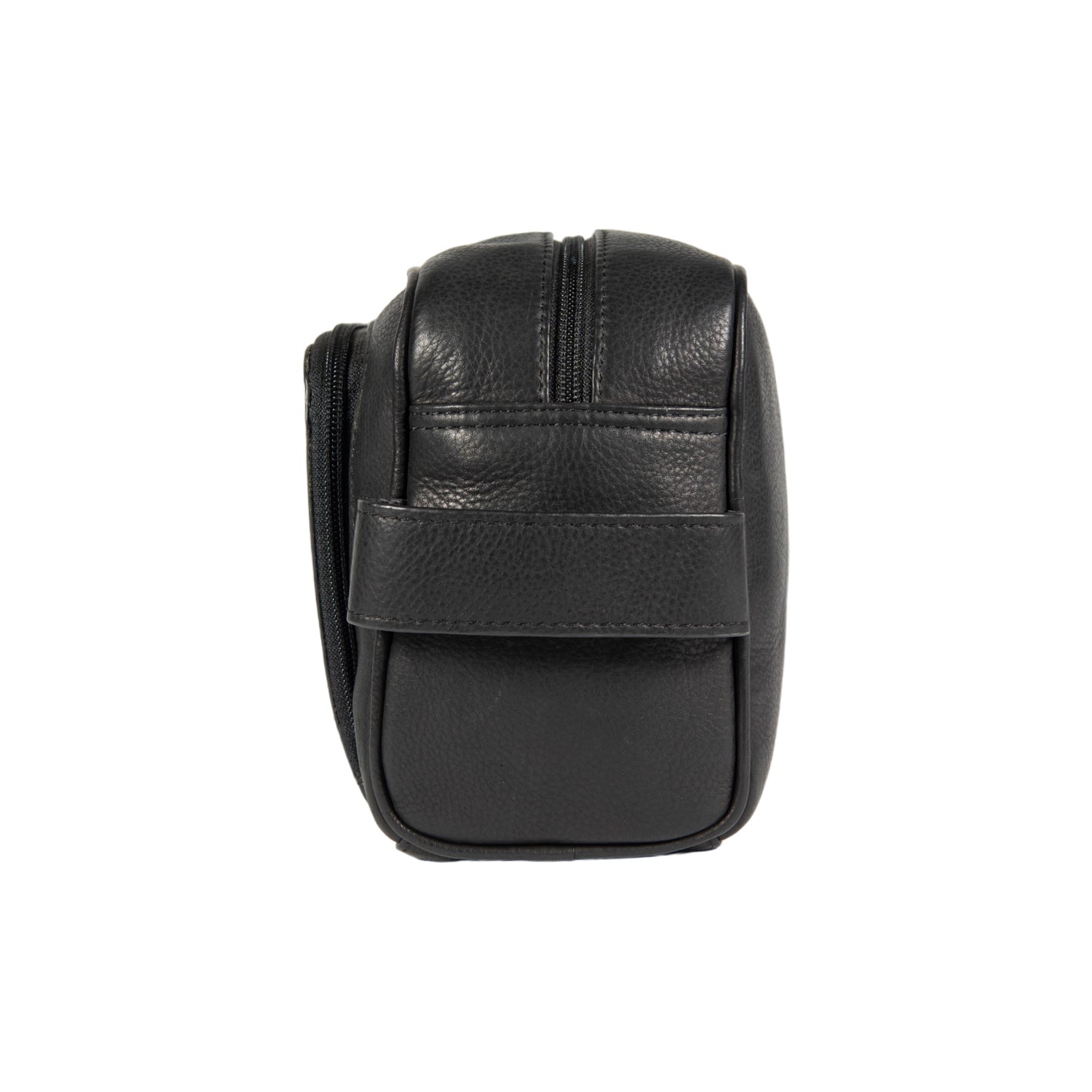 K0025AB | Beauty case with side handle in genuine full grain leather with light grain - Black colour. Zip closure, Dimensions: 25 x 16 x 12 cm. Packaging: TNT bag-3