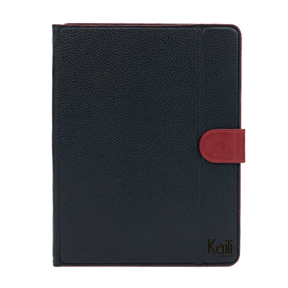 K0033AB | Genuine Leather Tablet Case, full grain, dollar grain. Col.Black with red edges. Contrasting tab closure. Dimensions: 19.5 x 25.2 x 1 cm. Packaging: TNT bag-1