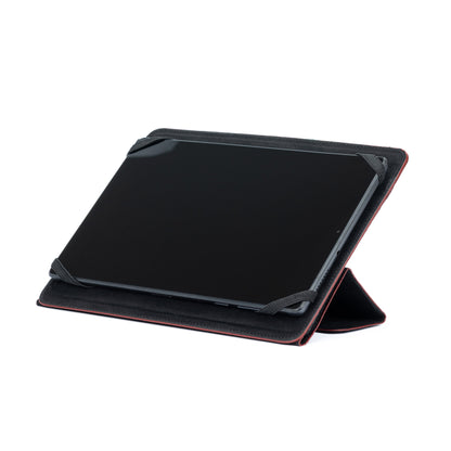 K0033AB | Genuine Leather Tablet Case, full grain, dollar grain. Col.Black with red edges. Contrasting tab closure. Dimensions: 19.5 x 25.2 x 1 cm. Packaging: TNT bag-2