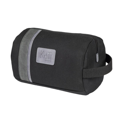 K2005AF | Beauty Case in Canvas 100% Cotton/Genuine Full Grain Leather, Naked. Black Color. Side handle. Zip closure. Dimensions: cm 25 x 15 x 17. Packaging: Tnt bag-0