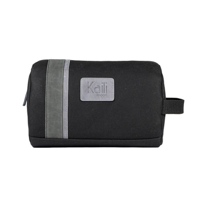 K2005AF | Beauty Case in Canvas 100% Cotton/Genuine Full Grain Leather, Naked. Black Color. Side handle. Zip closure. Dimensions: cm 25 x 15 x 17. Packaging: Tnt bag-1