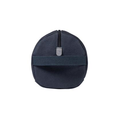 K2005DF | Beauty Case in Canvas 100% Cotton/Genuine Full Grain Leather, Naked. Color Blue. Side handle. Zip closure. Dimensions: cm 25 x 15 x 17. Packaging: Tnt bag-2