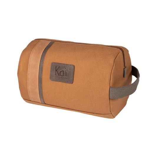 K2005UB | Beauty Case in Canvas 100% Cotton/Genuine Full Grain Leather, Naked. Leather Color. Side handle. Zip closure. Dimensions: cm 25 x 15 x 17. Packaging: Tnt bag-0