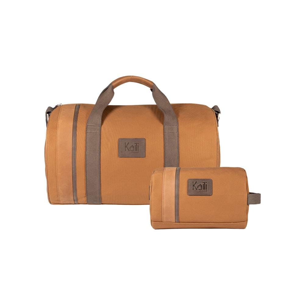K2005UB | Beauty Case in Canvas 100% Cotton/Genuine Full Grain Leather, Naked. Leather Color. Side handle. Zip closure. Dimensions: cm 25 x 15 x 17. Packaging: Tnt bag-3