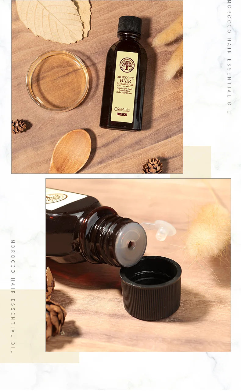 LAIKOU Marokkaanse Arganolie Haarsubstantie - 60ml Hydraterende & Voedende Formule voor het Oplichten en Herstellen van Droog, Beschadigd Haar