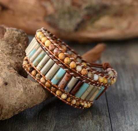 Elegante Handgemaakte Bohemian Armband van Leer