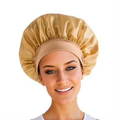 Luxueuze Extra Grote Zijde Bonnet voor Vrouwen met Brede Rand - Stijlvolle en Comfortabele Slaapmuts voor Dagelijks Gebruik