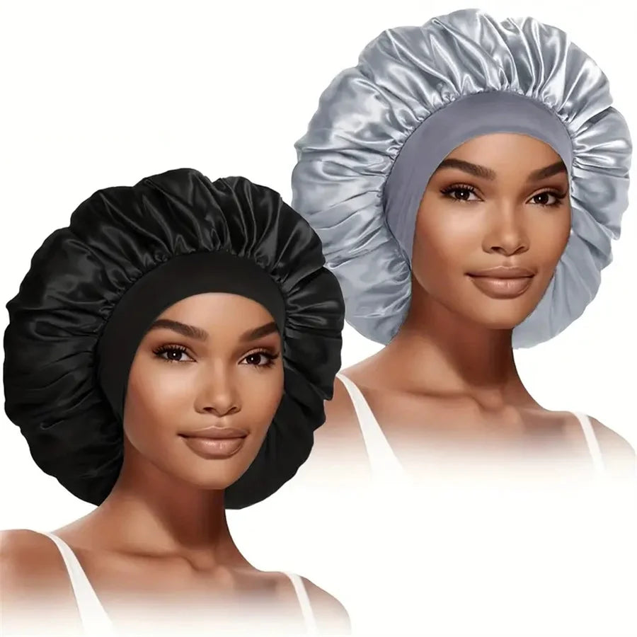 Luxueuze Extra Grote Zijde Bonnet voor Vrouwen met Brede Rand - Stijlvolle en Comfortabele Slaapmuts voor Dagelijks Gebruik