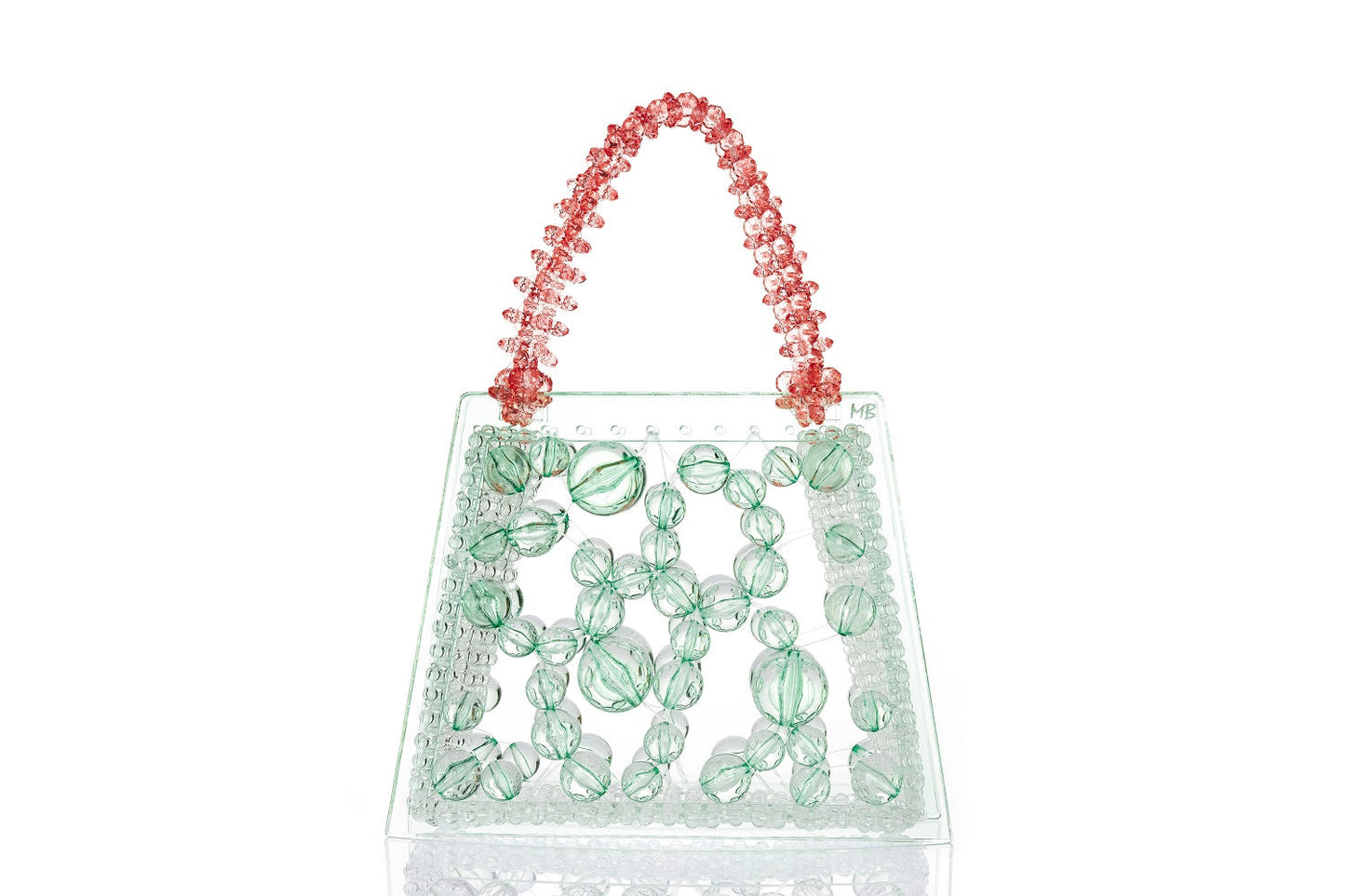 Mint Spider Woven Round Beaded Bag-0