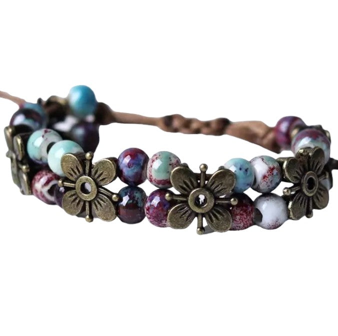 Handcrafted Natural Stone Flower Bracelet