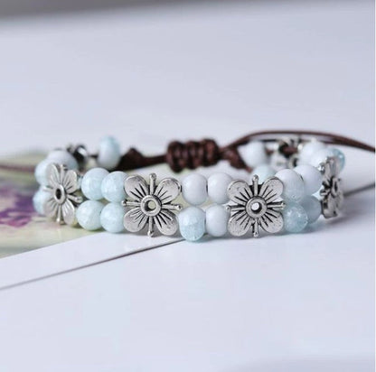 Handcrafted Natural Stone Flower Bracelet