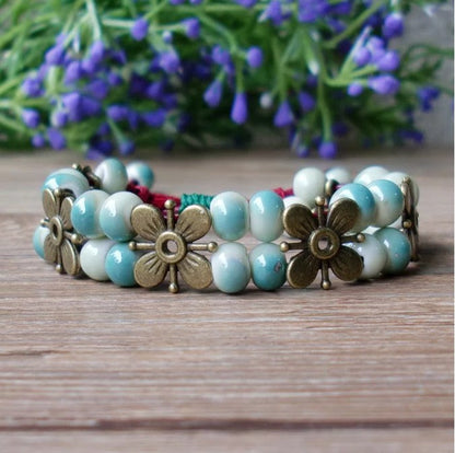 Handcrafted Natural Stone Flower Bracelet