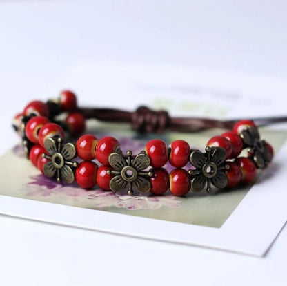 Handcrafted Natural Stone Flower Bracelet