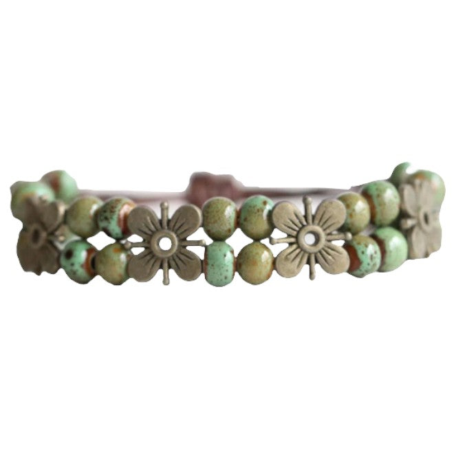 Handcrafted Natural Stone Flower Bracelet