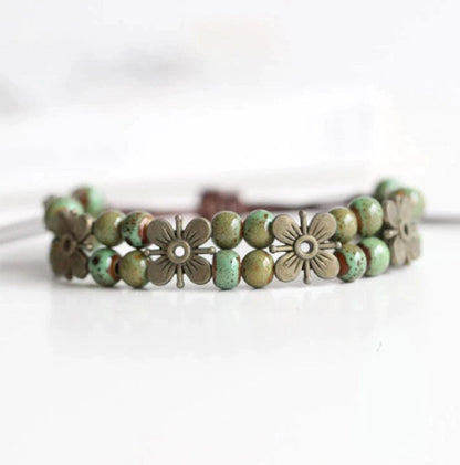 Handcrafted Natural Stone Flower Bracelet