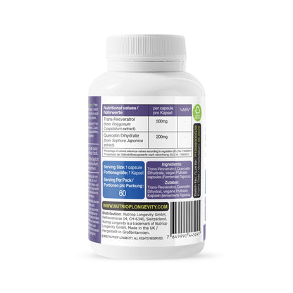 Bio-Enhanced Nutriop Longevity® Resveratrol with Pure Quercetin - 700mg Capsules (x60)-4
