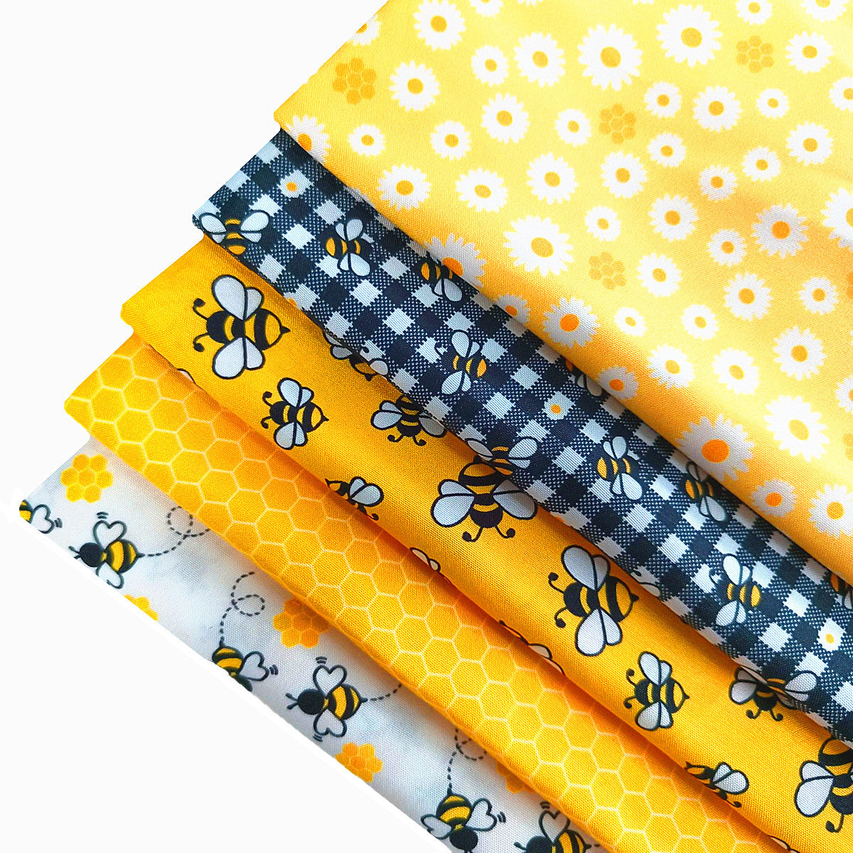 5pcs Precut Printed Fabric Bundle Polyester Sewing Fabric for Patchwork Quilting DIY Clothing Crafts