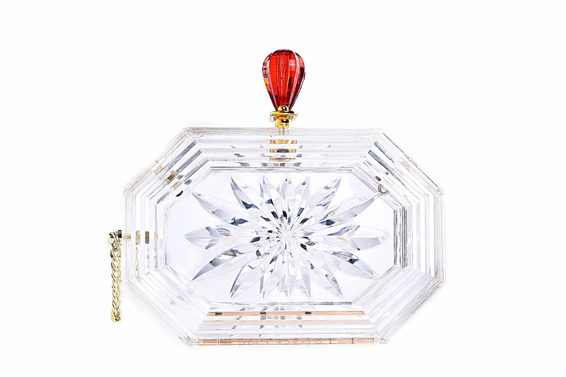 Perfume Bottle Clear Flower Cut Acrylic Box Clutch-Clear-0