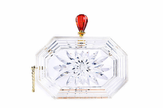 Perfume Bottle Clear Flower Cut Acrylic Box Clutch-Clear-0