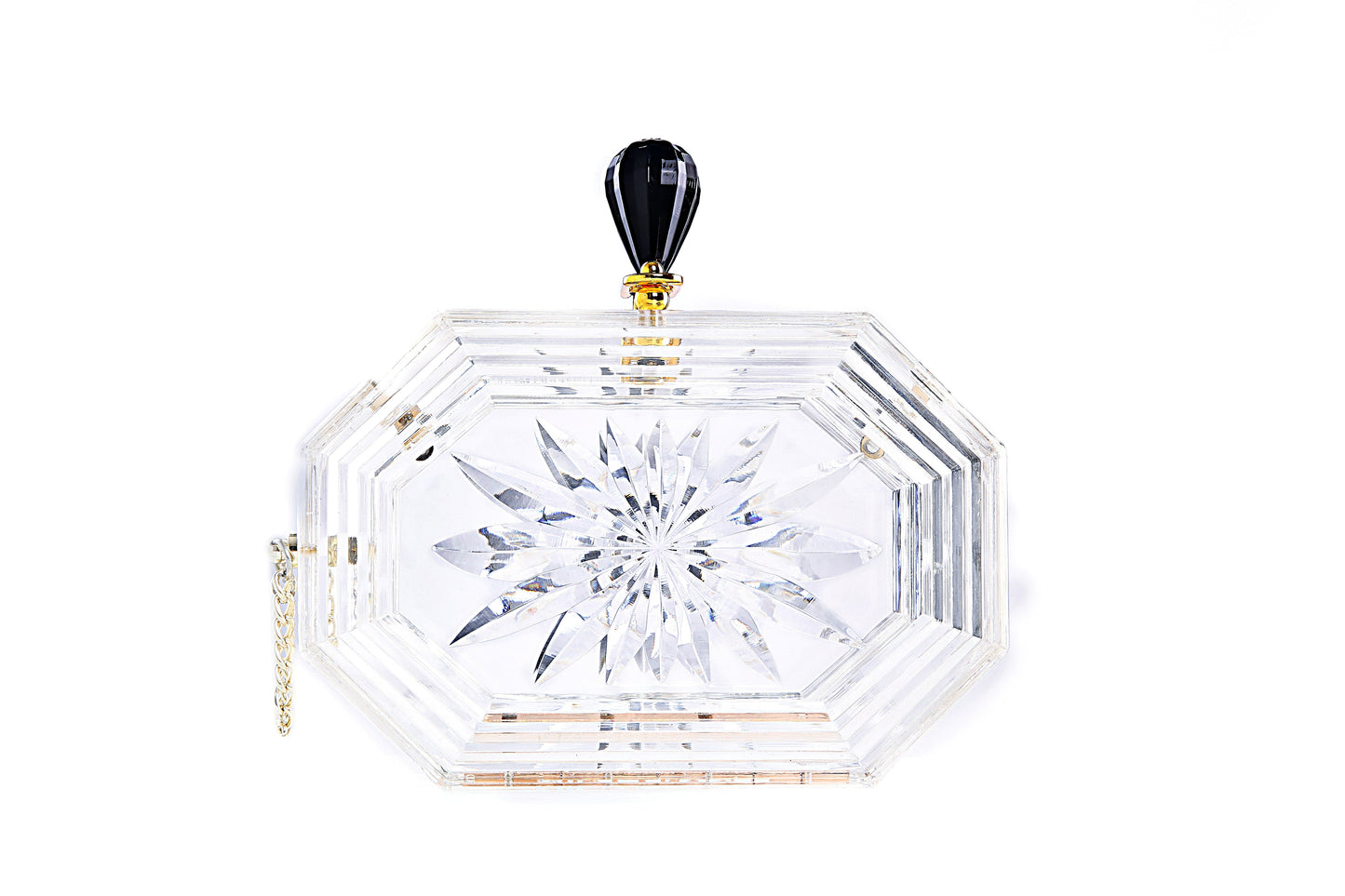 Perfume Bottle Clear Flower Cut Acrylic Box Clutch-Clear-2