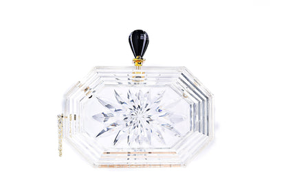 Perfume Bottle Clear Flower Cut Acrylic Box Clutch-Clear-2