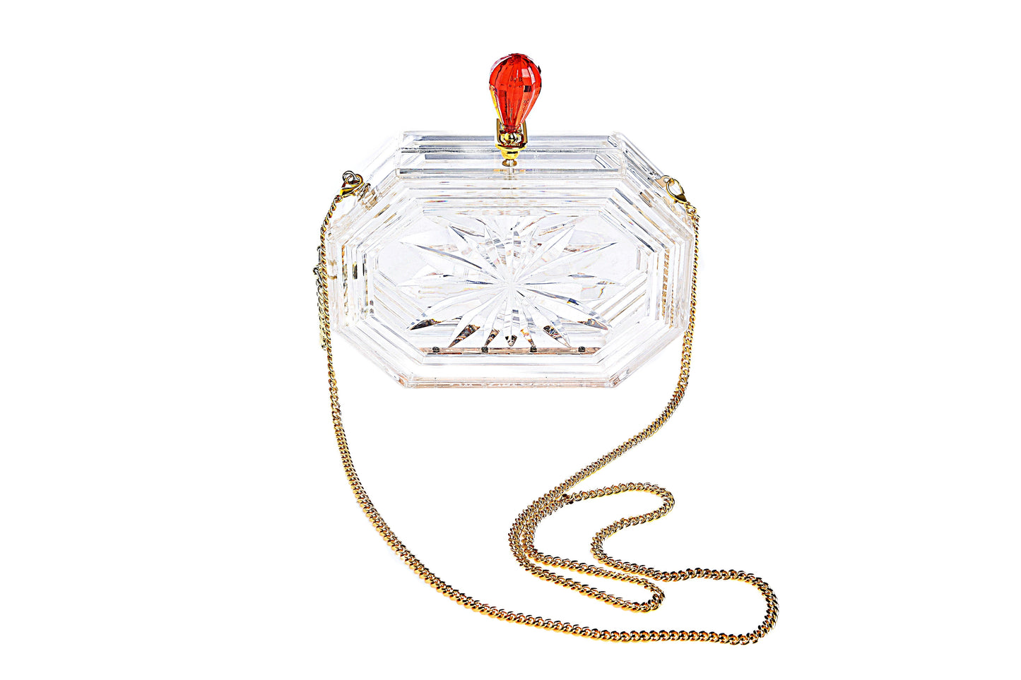 Perfume Bottle Clear Flower Cut Acrylic Box Clutch-Clear-3