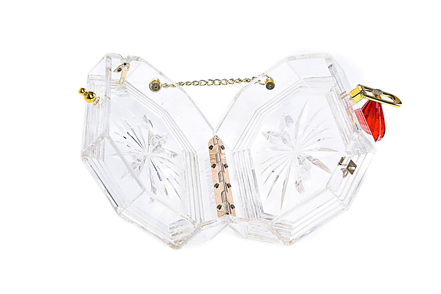 Perfume Bottle Clear Flower Cut Acrylic Box Clutch-Clear-4