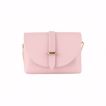RB1001BJ | Small Bag in Genuine Leather Made in Italy with Removable Shoulder Strap and Shiny Gold Metal Closure Loop - Pink Color - Dimensions: cm 16.5 x 11 x 8-3
