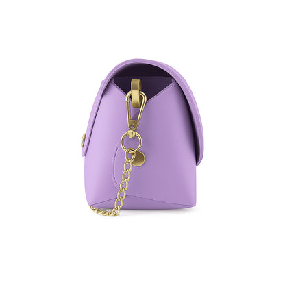 RB1001CI | Small Bag in Genuine Leather Made in Italy with Removable Shoulder Strap and Shiny Gold Metal Closure Loop - Lilac Color - Dimensions: 16.5 x 11 x 8 cm-2