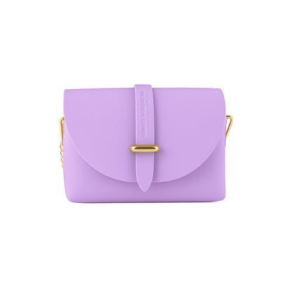 RB1001CI | Small Bag in Genuine Leather Made in Italy with Removable Shoulder Strap and Shiny Gold Metal Closure Loop - Lilac Color - Dimensions: 16.5 x 11 x 8 cm-3