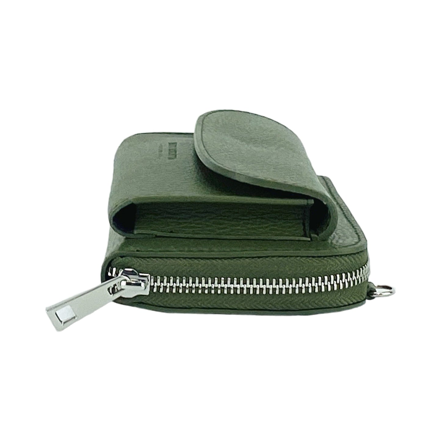 RB1020E | Women's Wallet with Cell Phone Holder in Genuine Leather Made in Italy with Removable Shoulder Strap. Attachments with Snap Hooks in Polished Nickel Metal. Green Color. Dimensions: cm 19.5 x 11 x 5-4