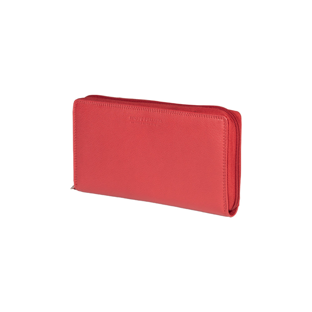 RB12080V | Women's Wallet in Genuine Full Grain Leather, with Light Grain. Red Color. RFID Protection. Dimensions: 20 x 10 x 2.5 cm. Packaging: Gift box bottom/lid-0