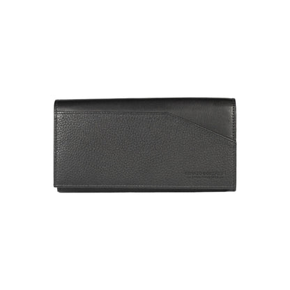 RB12129A | Women's Wallet in Genuine Full Grain Leather, Dollar Grain/Light. Black Color. RFID Protection. Closed Dimensions: 18.5 x 10 x 3 cm. Packaging: Gift box bottom/lid-2