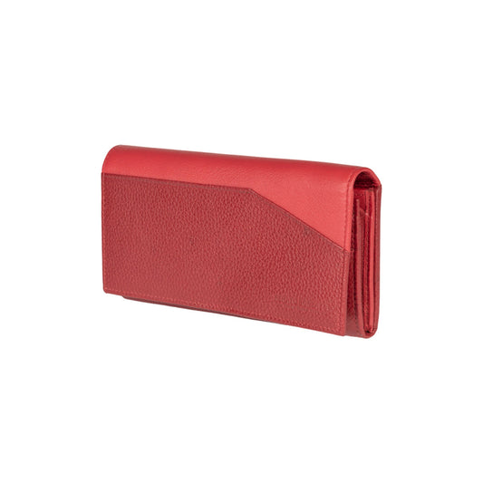RB12129V | Women's Wallet in Genuine Full Grain Leather, Dollar Grain/Light. Red Color. RFID Protection. Closed Dimensions: 18.5 x 10 x 3 cm. Packaging: Gift box bottom/lid-0