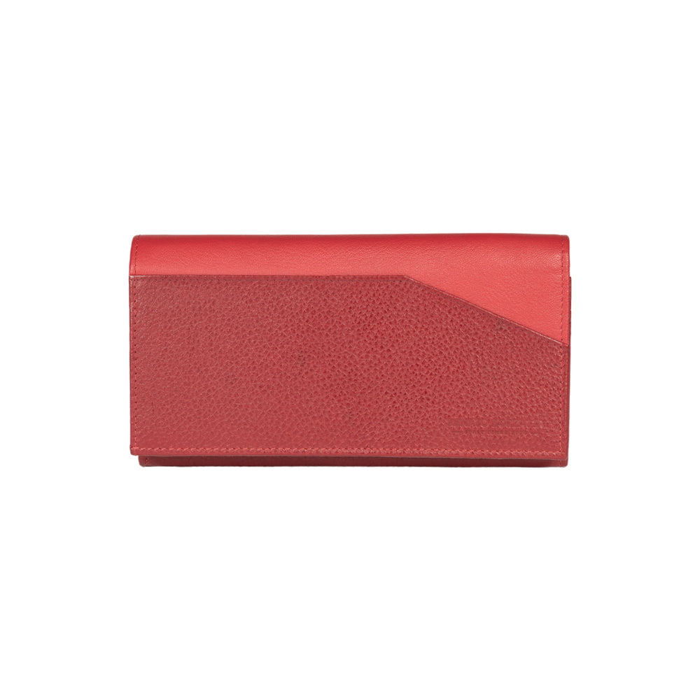 RB12129V | Women's Wallet in Genuine Full Grain Leather, Dollar Grain/Light. Red Color. RFID Protection. Closed Dimensions: 18.5 x 10 x 3 cm. Packaging: Gift box bottom/lid-2