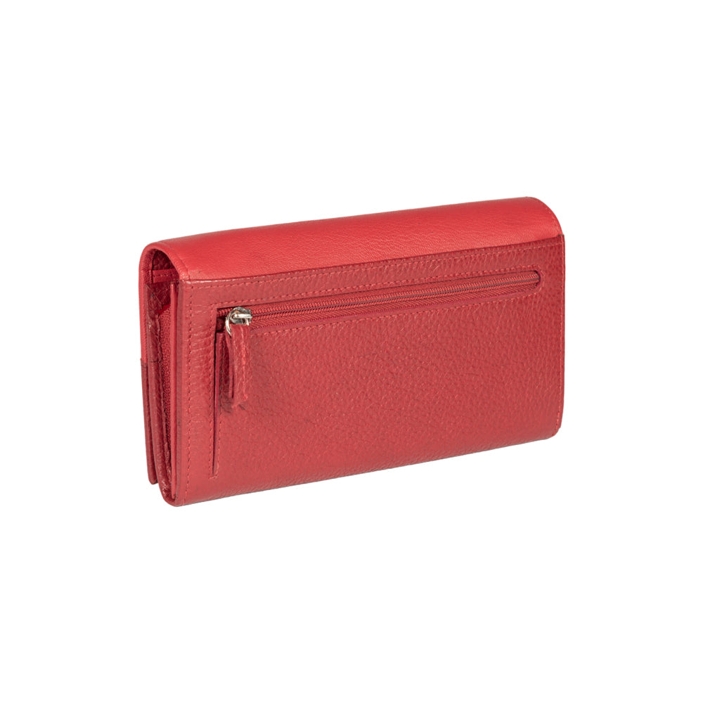 RB12129V | Women's Wallet in Genuine Full Grain Leather, Dollar Grain/Light. Red Color. RFID Protection. Closed Dimensions: 18.5 x 10 x 3 cm. Packaging: Gift box bottom/lid-3